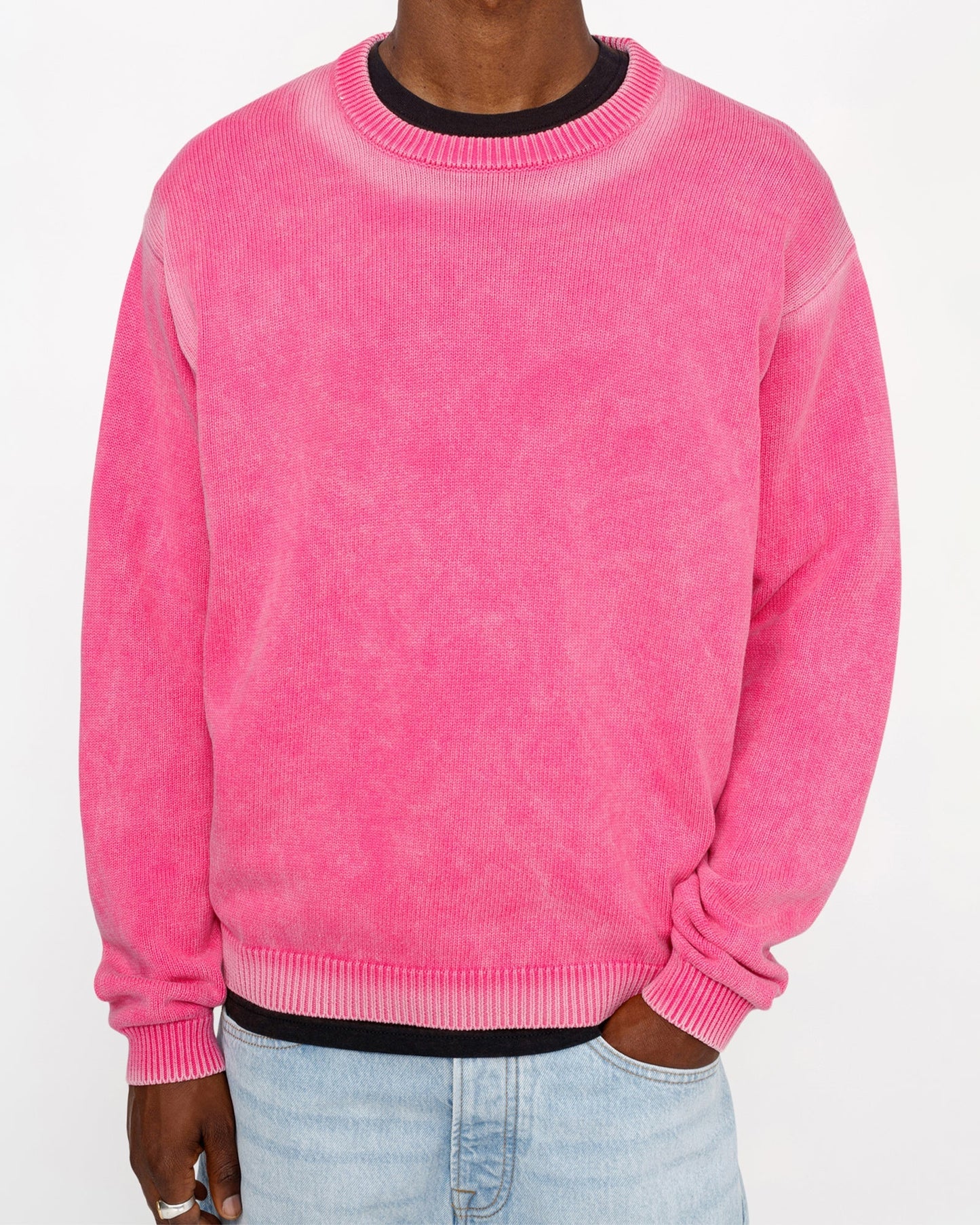 PULL RAS DU COU EN COTON TRICOTÉ DÉLAVÉ