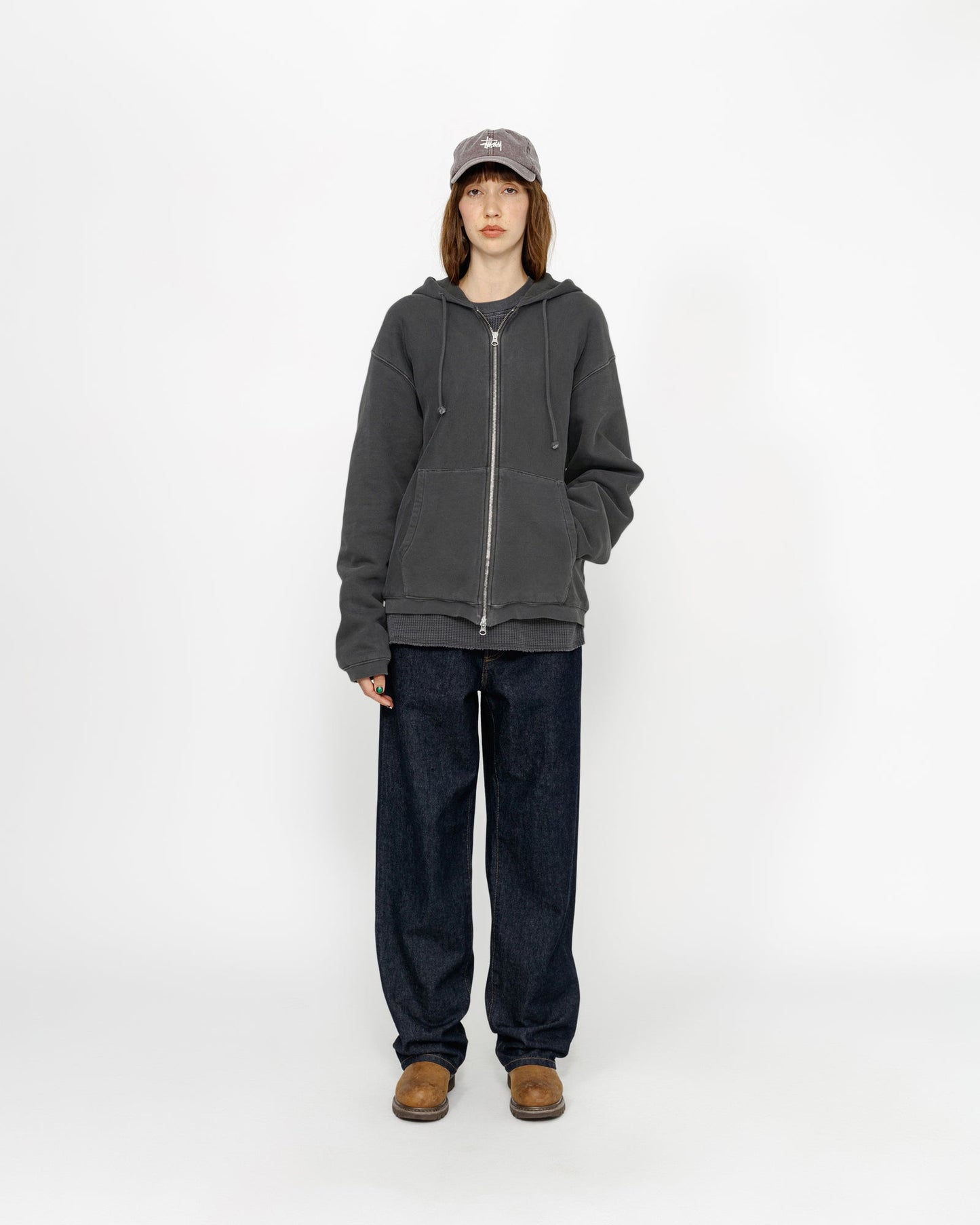 SWEAT À CAPUCHE ZIPPÉ DOUBLÉ GAUFRÉ