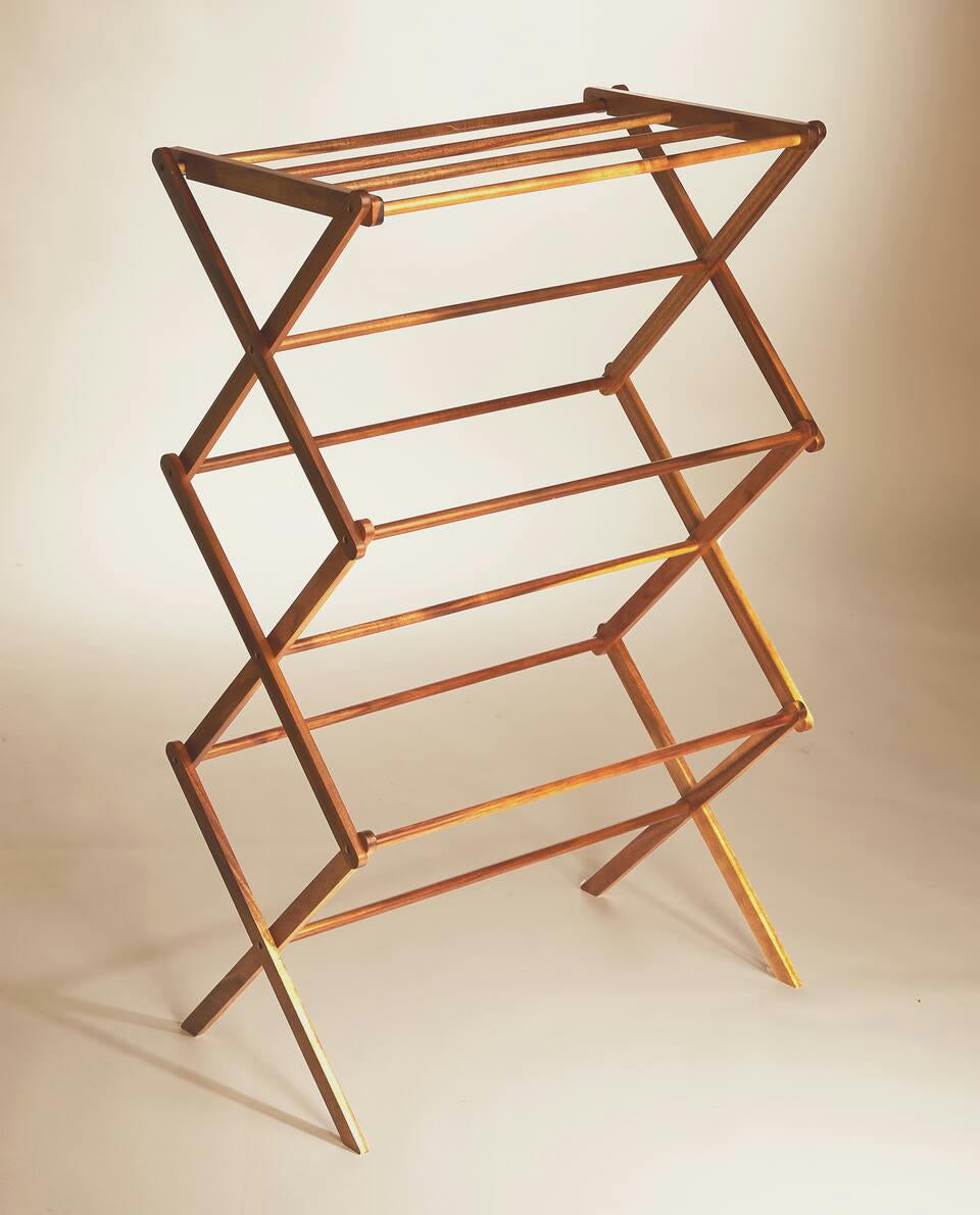 VERTICAL FOLDING WOODEN CLOTHES HORSE