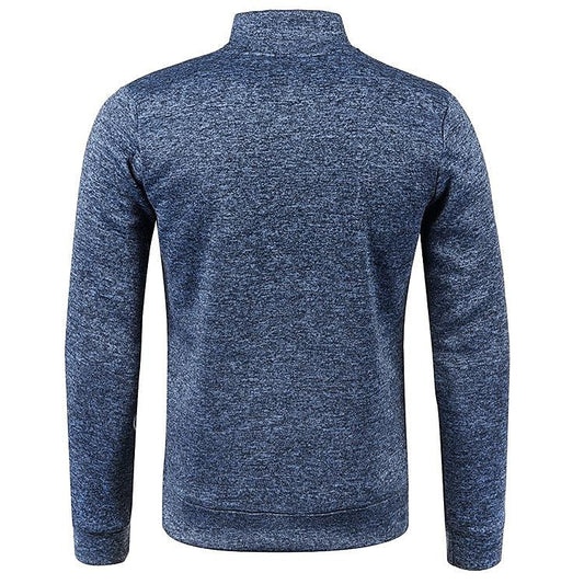 Herren Stehkragen Cardigan Langarm Dünner Fleece-Pullover